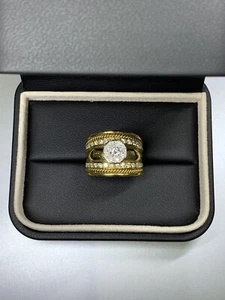 0.70ct Diamond chunky Cuban large engagement ring 18ct yellow gold 15.1g - Picture 1 of 7