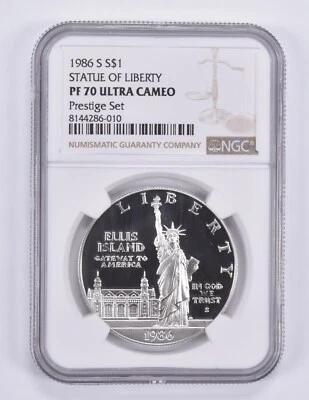 1986-S Statue Of Liberty Commemorative Dollar Prestige Set PF70 UCAM NGC - Image 1 of 4