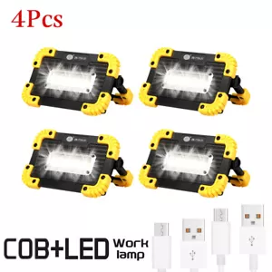 4Pcs LED+COB Work Light USB Rechargeable Spotlight Floodlight Camping Emergency - Picture 1 of 12
