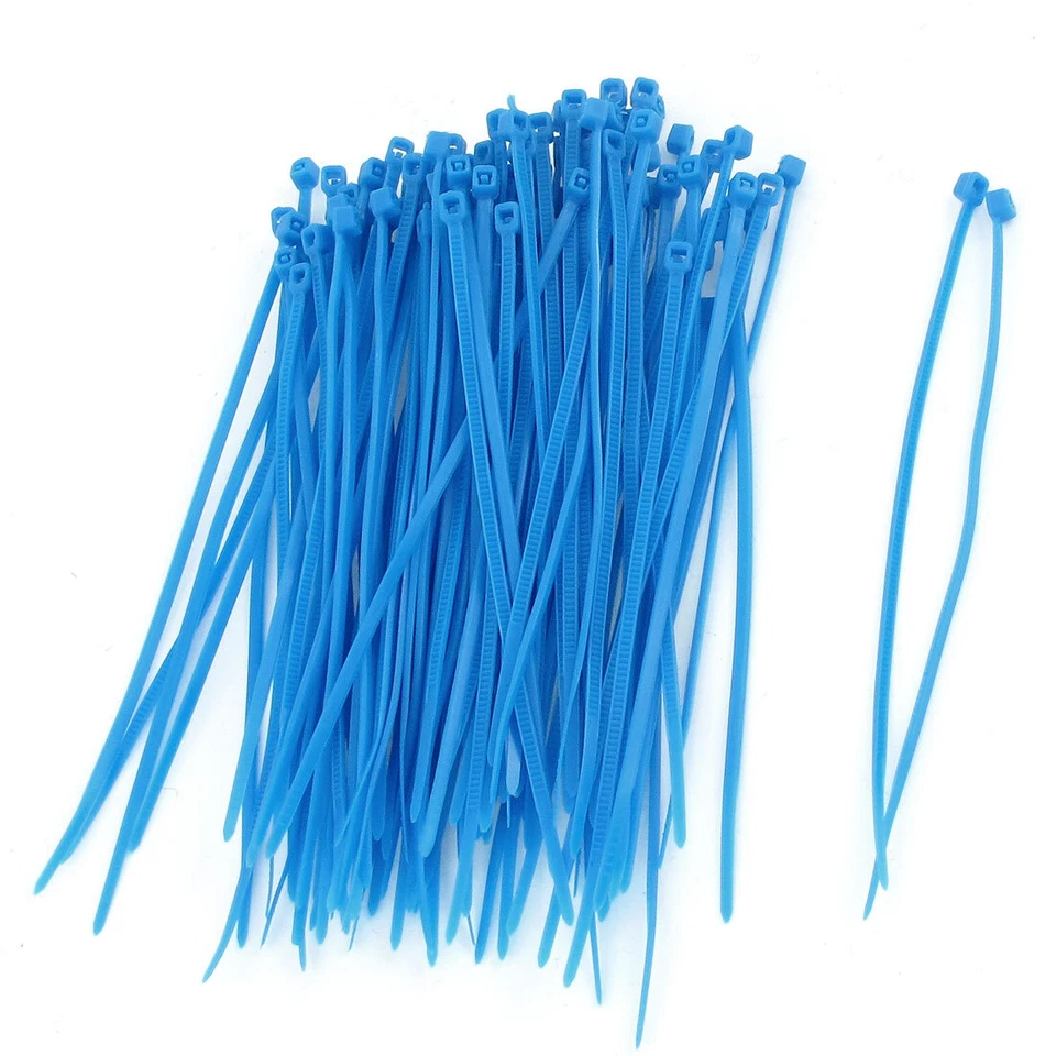 Abraçadeiras com zíper de cabo elétrico de plástico azul 100 x 3 mm 100 peças - Imagem 1 de 1