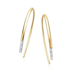9ct Yellow Gold & Diamond Set Pull Through Threader Earrings - Picture 1 of 1