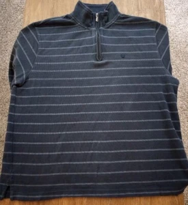 Izod Quarter 1/4 Zip Cotton Pullover Navy Light Blue Stripe Men's Size XL 36543 - Picture 1 of 16
