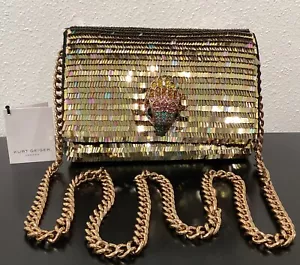 Kurt Geiger Mini Kensington Sequins Long Flap Large Rainbow Eagle 8"x2.75"x5.5" - Picture 1 of 14
