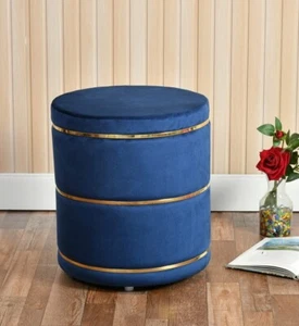 Pouffes Ottoman Sitting Stool for Living Room Wooden Velvet Footrest Home Decor - Picture 1 of 6