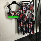 flower print tank tops+a-line long skirt set fashion women 2024 SML high quality