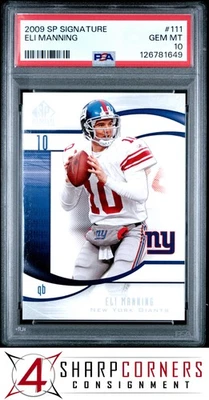 2009 SP SIGNATURE #111 ELI MANNING GIANTS POP 4 PSA 10 - Image 1 of 3