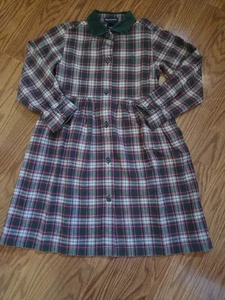 Ralph Lauren Vintage Little Girls Dress Size 6 Plaid Corduroy Collar - Picture 1 of 6