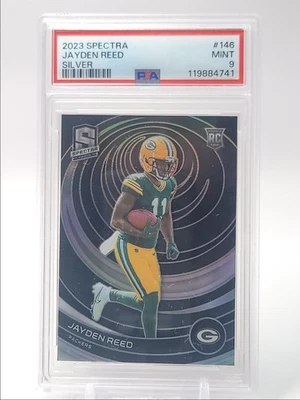 JAYDEN REED 2023 SPECTRA ROOKIE SILVER PRIZM GREEN BAY PACKERS PSA 9 Q0107 - Image 1 of 2