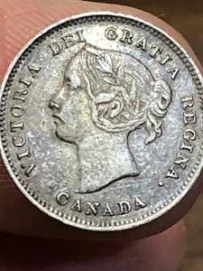 1901 Kanada 5 Cent .925 Silber, Queen Victoria letztes Todesjahr ss/vz getönte Münze - Bild 1 von 14