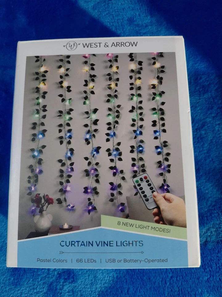 West & Arrow LED Pastel Curtain Vine Lights 5' x 3.5' with Remote - Image 1 of 1