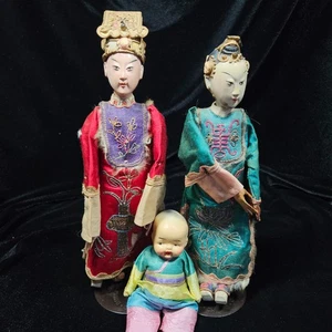BEAUTIFUL ANTIQUE VINTAGE CHINESE OPERA DOLLS Plus Child - Picture 1 of 5