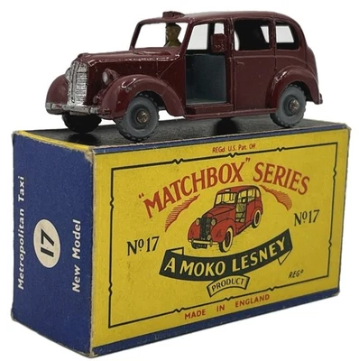CAJA DE CERILLAS ORIGINAL VINTAGE LESNEY Nº 17C AUSTIN TAXI CABINA MODELO DIECAST EN CAJA Foto 1 de 4