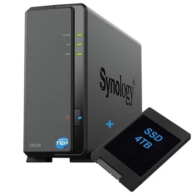 Synology DS124 Nas 1-BAY Slot Single Hard Disk SSD 4TB SATA Ethernet Lan IP - Image 1 of 4