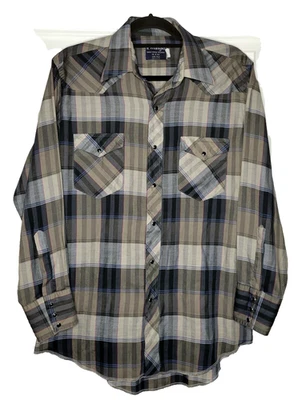 Camisa De Colección Wrangler Perla A Presión Para Hombre M Western Cola Larga Gris Ligera EE. UU. Foto 1 de 4