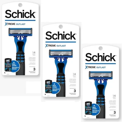 3 paquetes de maquinillas de afeitar desechables Schick Xtreme Outlast 4 hojas paquete de 3 9 en total Foto 1 de 4