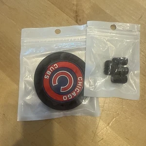 Chicago Cubs Car Cup Holder Coaster And 4 Piece Tire Caps Set - Picture 1 of 4