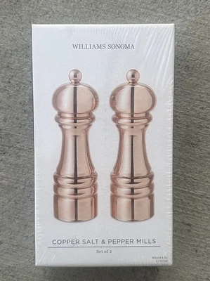 Williams Sonoma Copper Salt & Pepper Mill Set 7” Msrp $249.00 - Image 1 of 2