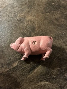 4" kleines bemaltes altes Gusseisen SCHWEIN / noch Bank rosa   - Bild 1 von 7