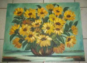 Still Life Flowers in Vase Oil Painting on Canvas by D I Giovanni - Picture 1 of 4