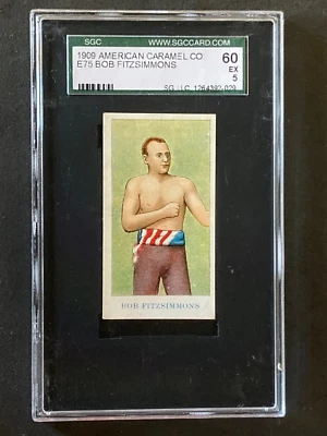 1909 E75 American Caramel Bob Fitzsimmons Prize Fighter Boxing Card SGC 5 - Image 1 of 2