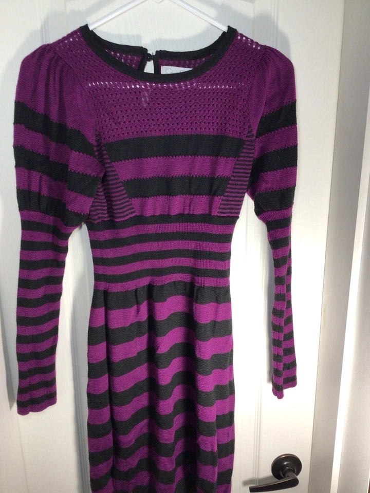 Jessica Simpson Purple Black Long Sleeve XS Maxi Dress NEW TAGS - Image 1 of 4