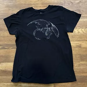 How To Train Your Dragon Shirt Adult L TOOTHLESS Jet Black With Yellow Eyes - Picture 1 of 3