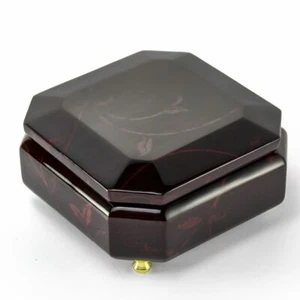 Stunning Burgundy Beveled Top Music Jewelry Box With Artistic Floral Motif - Picture 1 of 2