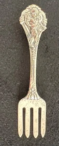 Vintage~Sterling Silver Fork Brooch/Pin Guardian Angel~Culinary Jewelry - Picture 1 of 5