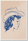 Vintage Blue Even Cowgirls Get the Blues Canvas Wall Art - Retro Western Cowgirl