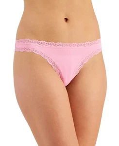 Jenni by Jennifer Moore Womens Size XL Lace-Trim Thong Panty Cali Pink 1564 - Picture 1 of 6