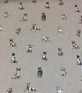 Chatham Glyn SHABBY Dogs Linen Look Fabric for Curtain/ Upholstery/Cushions - Picture 1 of 5