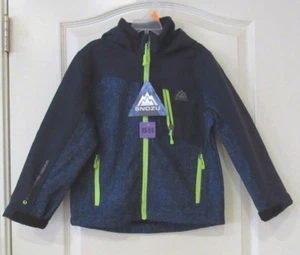 Snozu Softshell Jacket, Blue Herringbone with Neon Trim Boy's Sz XS (5/6) NWT - Picture 1 of 2