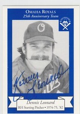 Dennis Leonard signed MILB card Omaha Royals 25th Anniversary Team autograph