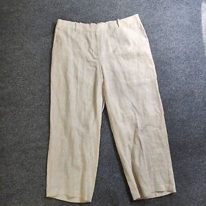 Talbots Pants Womens 16 Beige Tan Linen High Minimalist Basic Neutral Beachy