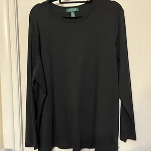 Lauren Ralph Lauren Women’s Plus Size Top Black 100% Cotton Lg Sleve Sz 3X NWOT - Imagen 1 de 10