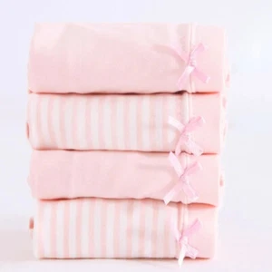 4x Girl Stripe Underwear Cotton Bikini Briefs Kid Bowknot Undershorts Panty Soft - Picture 1 of 16