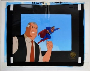 SUPERMAN ANIMATED Series OPC WARNER BROS Prod ANIMATION CEL PERRY WHITE w COA - Picture 1 of 2