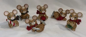 VTG Homco Christmas Mouse Figurines Ice Skating Wreath Candy Cane Toy Train 6 - Picture 1 of 9