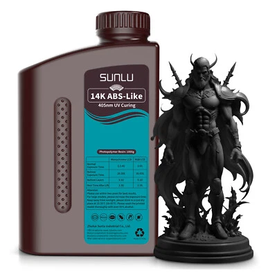 SUNLU 14K ABS-Like Resin 405nm UV Curing Alta precisión y tenacidad Negro 1KG