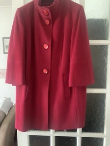 Autogramm 3/4 Länge Trichterhals rot Wollmix Mantel Größe 14 - Bild 1 von 6
