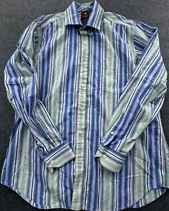 TailorByrd Hemd Herren X-Large Blau Grün Rosa Gestreift Knopfleiste Langarm - Bild 1 von 13