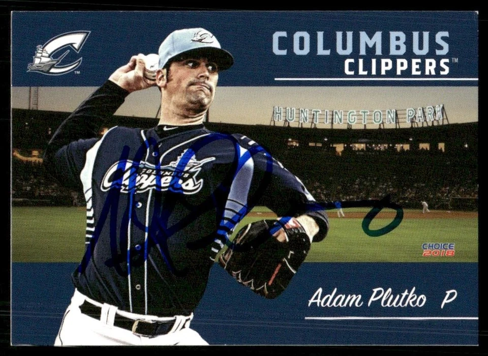 2018 Columbus Clippers ADAM PLUTKO Signed Card autograph auto INDIANS - Image 1 of 1
