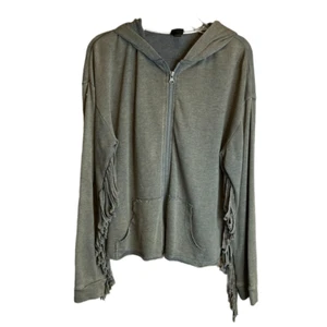 Girls XL (14-16) Art Class Grey Hoodie Fringe Sleeve Zip Front Sweatshirt - Picture 1 of 7