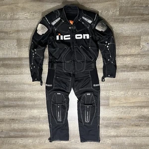 Chaqueta y pantalón Icon Moto para hombre XL 32 reforzado con titanio negro gris grunge - Imagen 1 de 19