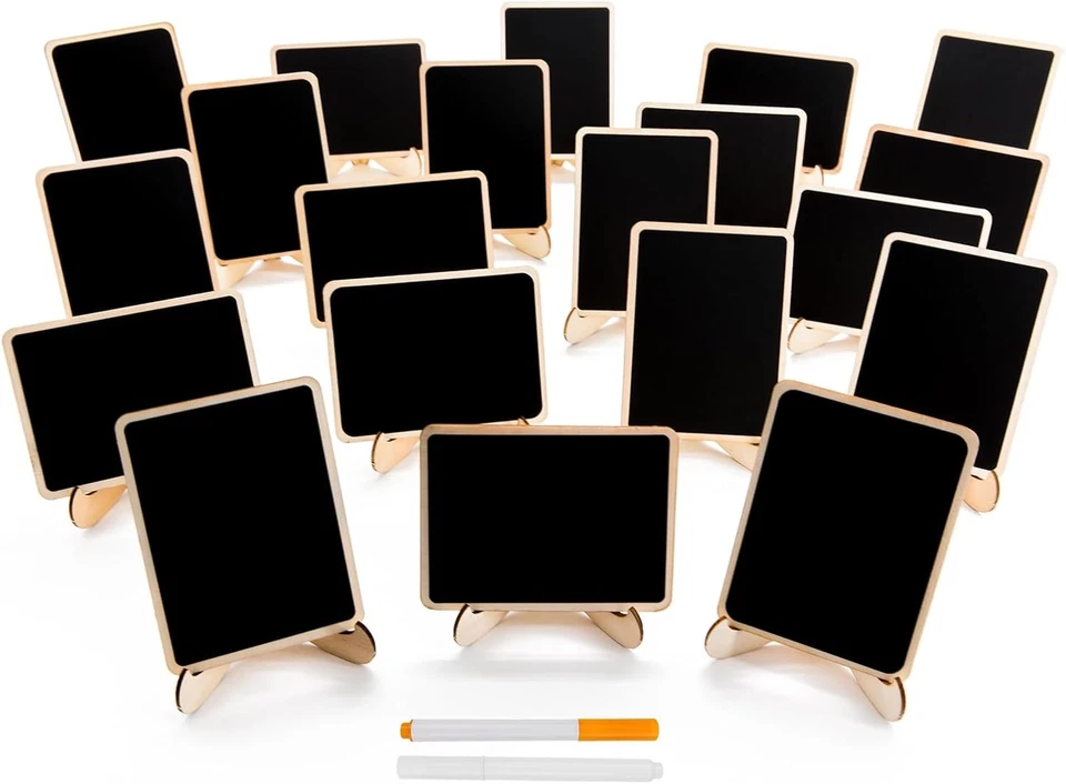 20 Pack Wood Mini Chalkboards Signs With Support Easels Place Cards Small for