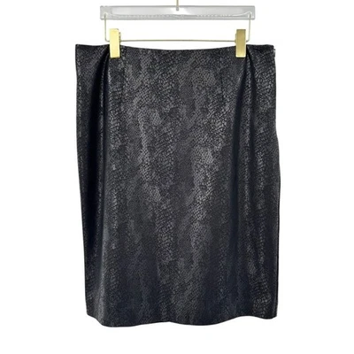 Chico’s Talla 1 Falda Lápiz Carrera Tejido Brillante Estampado Serpiente Pitón Reptil Negra Foto 1 de 4