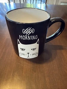 Large Coffee Mug Black &  White Morning Mad Cat Coffee Hot Chocolate Tea Mug - Picture 1 of 4