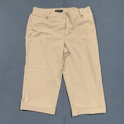 Larry Levine Woman Capri Crop Pants Womens 18W Beige Elastic Waist Casual - Image 1 of 4