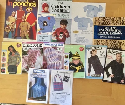 Knitting & Crochet Patterns for Sweaters Ponchos Bags Baby Stuff More Lot Of 12 - Image 1 of 3
