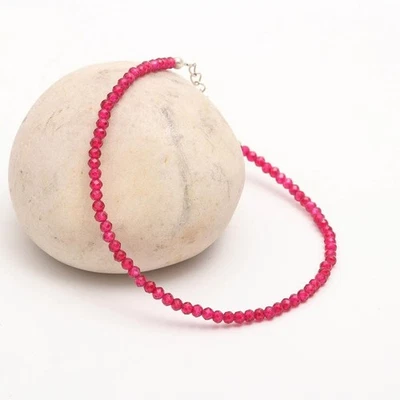 Natural Red Ruby 2-3MM Faceted Round Tiny Gemstone Beaded Women Bracelets 6-8" - Image 1 of 4